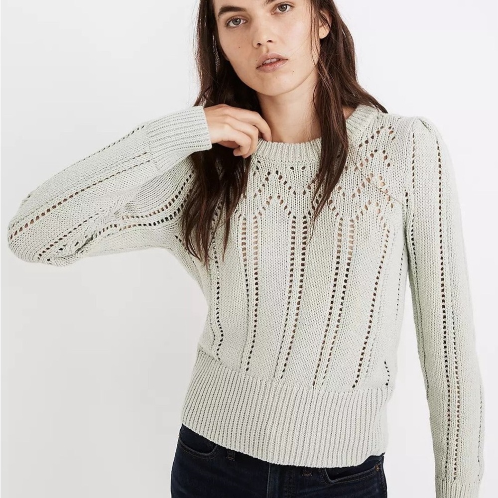 Madewell Women's Mint Green Pointelle Knit Sweater